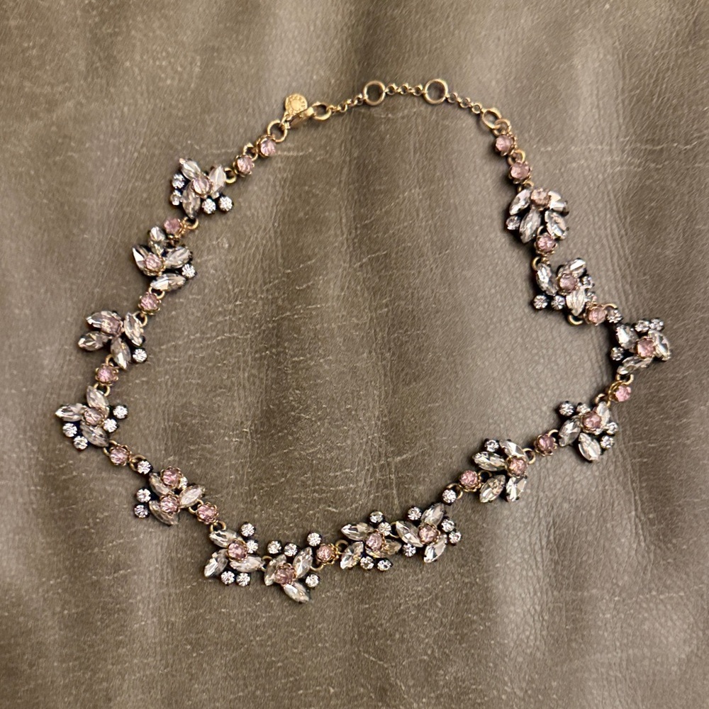J. Crew Elegant Pink and Gold Floral Necklace